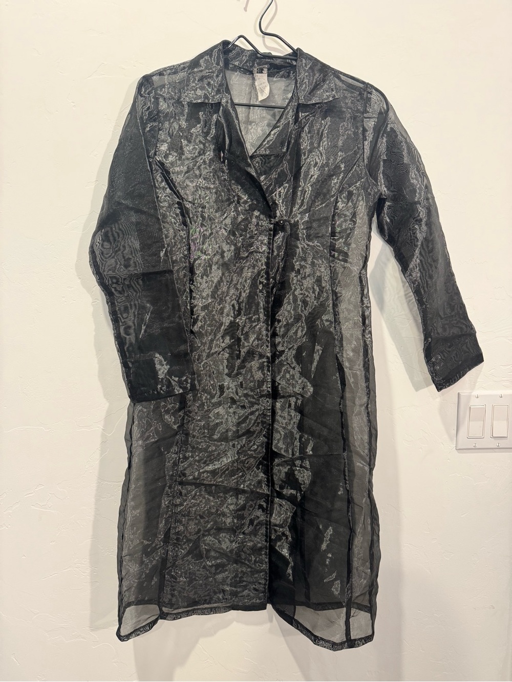 Vintage 90s Best Choice Sheer Black Organza Duster Coat- Goth Whimsigoth Grunge